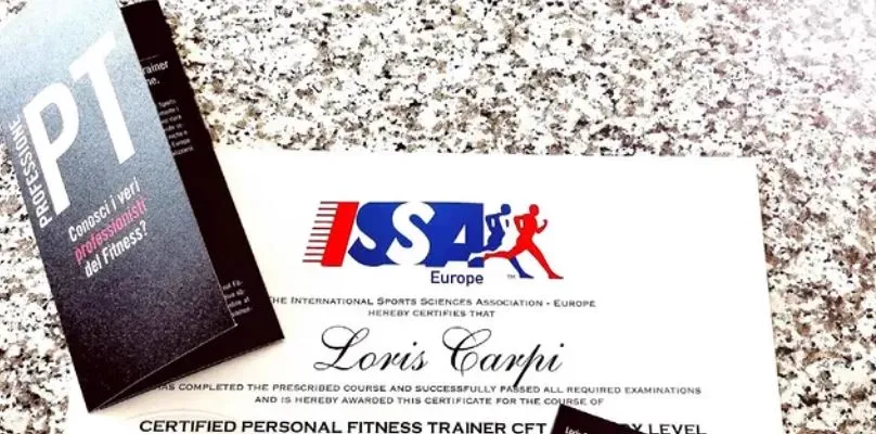 Certificazione ISSA Europe Certified Personal Fitness Trainer di Loris Carpi, personal trainer a Torino